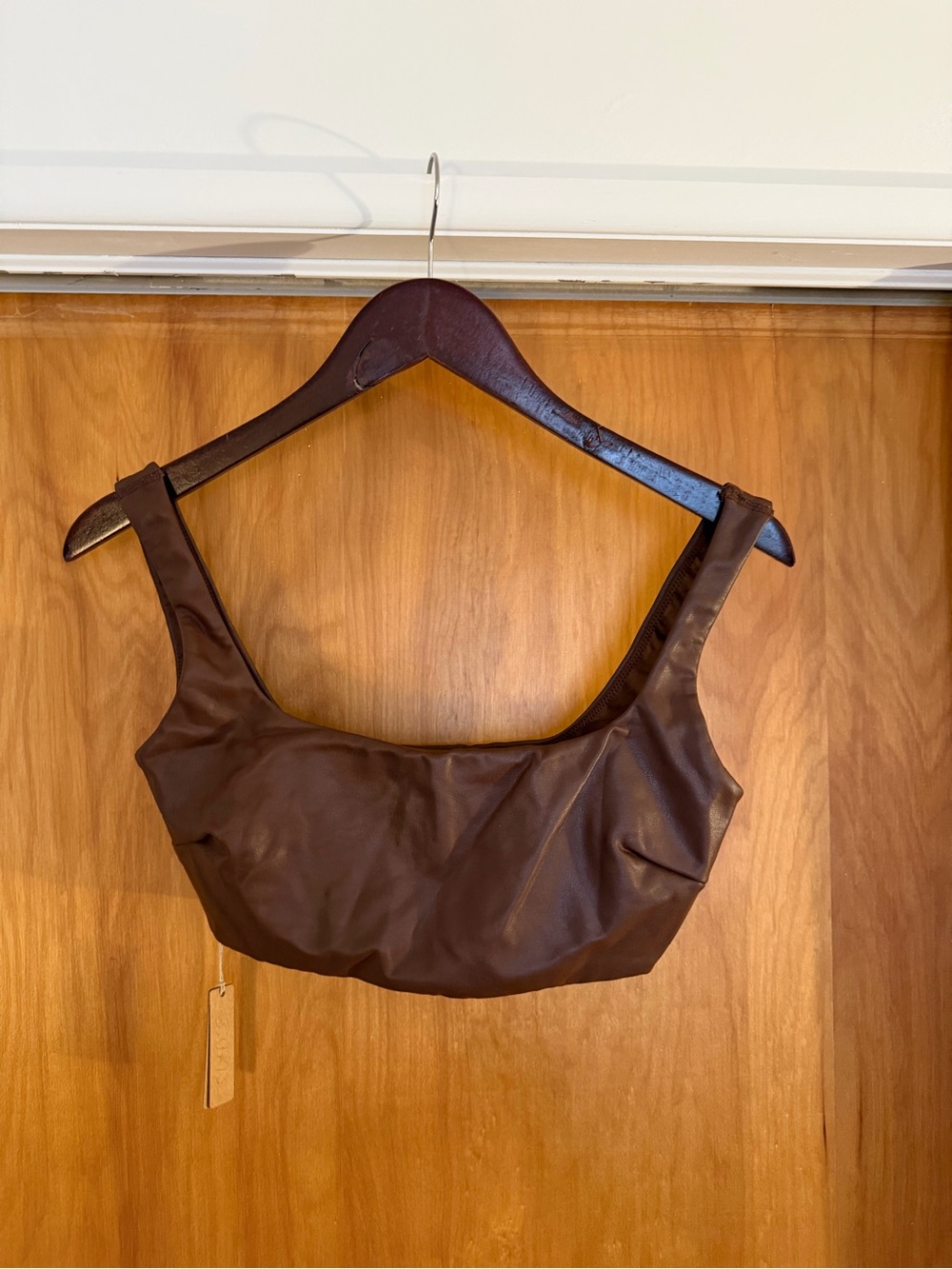SKIMS Cocoa Brown Scoop Bralette - Faux Leather